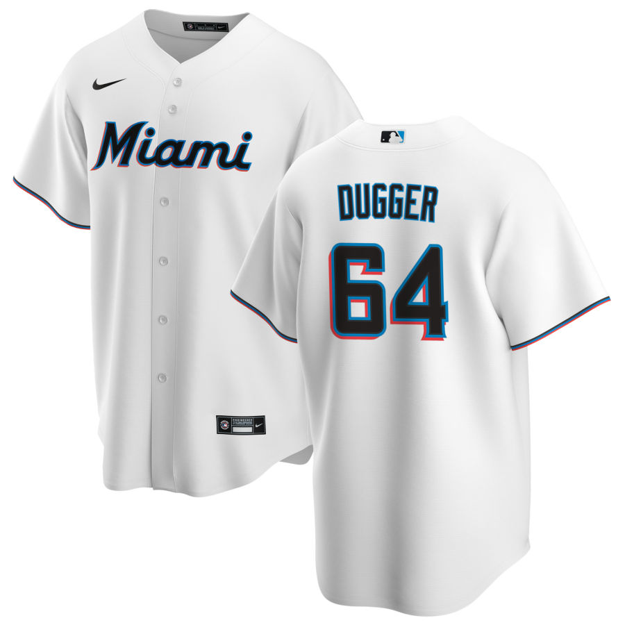 Nike Men #64 Robert Dugger Miami Marlins Baseball Jerseys Sale-White